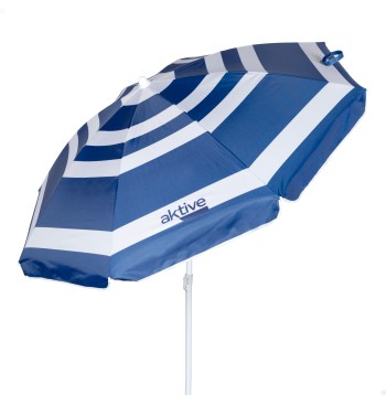 Parapluie de plage 8 tiges 180 cm rayures bleu marine
