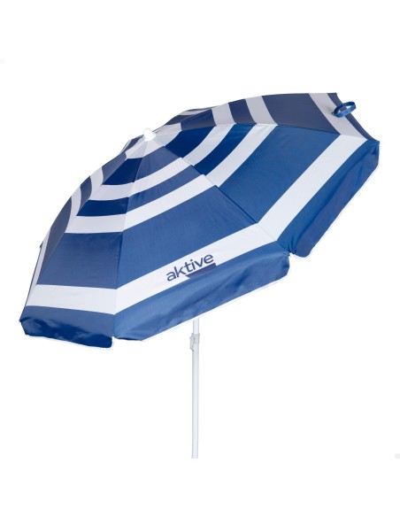 Parapluie de plage 8 tiges 180 cm rayures bleu marine