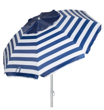 Parapluie de plage coupe-vent 8 tiges 240 cm rayures...