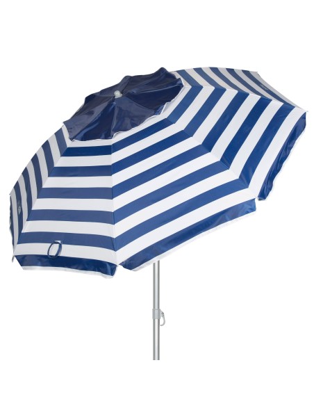 Parapluie de plage coupe-vent 8 tiges 240 cm rayures marinières