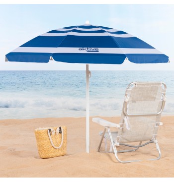 Parapluie de plage 8 tiges 180 cm rayures bleu marine 2