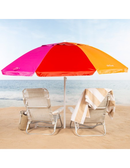 Parapluie de plage coupe-vent 8 tiges 240 cm multicolore