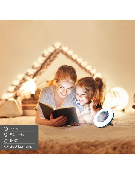 Lampe LED rechargeable avec ventilateur et chargeur USB