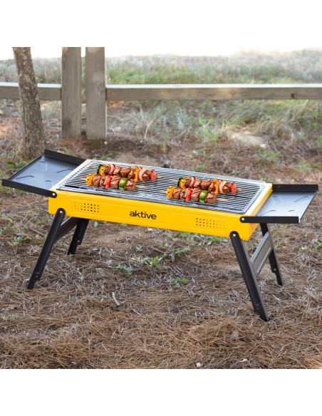 Barbecue portable au charbon de bois avec plateaux 89x33x33 cm