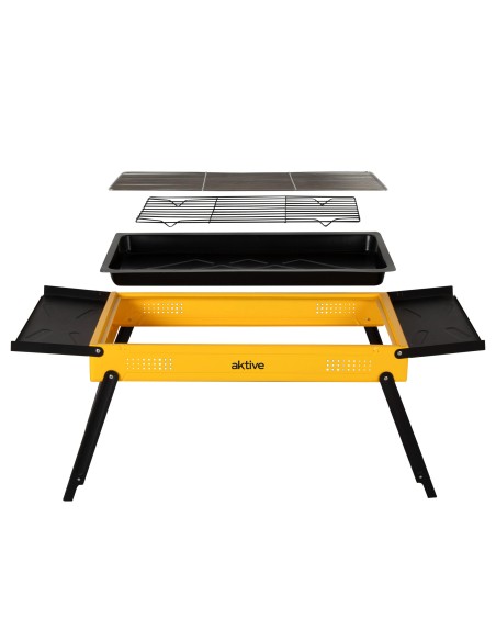 Barbecue portable au charbon de bois avec plateaux 89x33x33 cm
