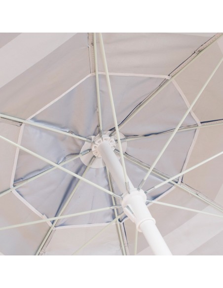 Parapluie de plage coupe-vent 8 cannes 200 cm rayures bleues