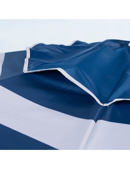 Parapluie de plage coupe-vent 8 cannes 200 cm rayures bleues
