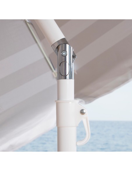 Parapluie de plage coupe-vent 8 cannes 200 cm rayures bleues