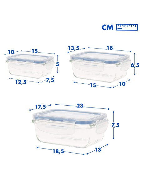 Max Home Pack : 3 récipients hermétiques en verre de 330/800/1 500 ml