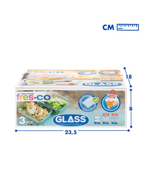 Max Home Pack : 3 récipients hermétiques en verre de 330/800/1 500 ml