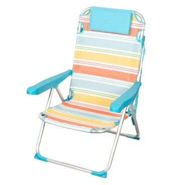 Chaise de plage multi-positions 48x60x90 cm rayures...