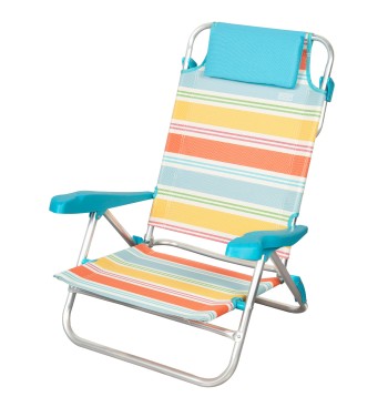 Chaise de plage basse multi-positions 50x48x80 cm rayures...