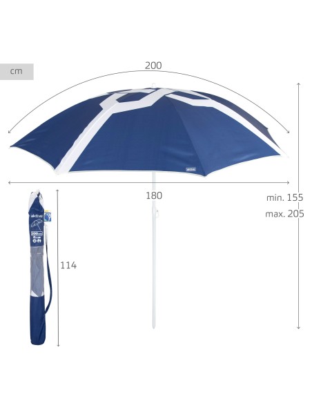 Parapluie de plage 8 cannes 200 cm noeud marin