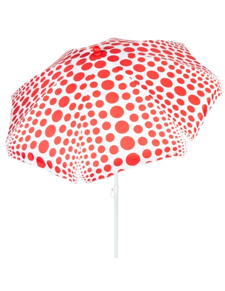 Parapluie de plage 8 tiges 200 cm rouge à pois