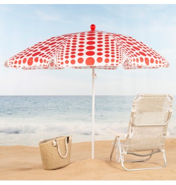 Parapluie de plage 8 tiges 200 cm rouge à pois 2