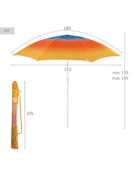 Parapluie de plage 8 tiges 180 cm multicolore
