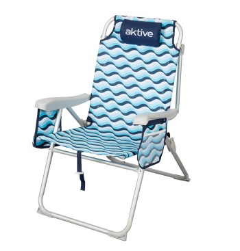 Chaise de plage basse XL multi-positions 48x78x95 cm bleu