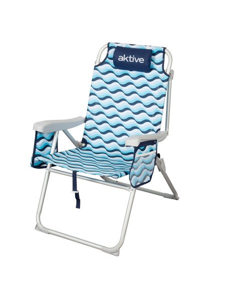 Chaise de plage basse XL multi-positions 48x78x95 cm bleu