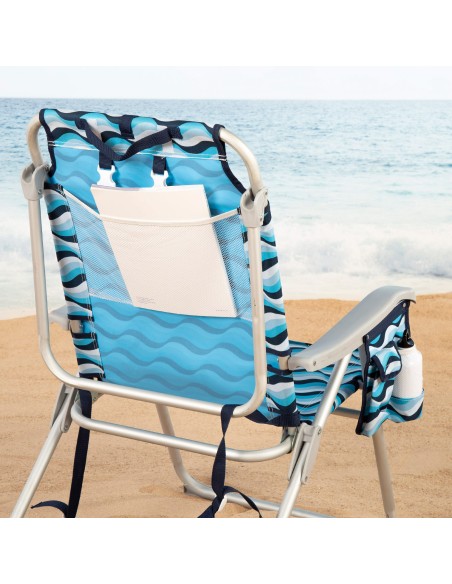 Chaise de plage basse XL multi-positions 48x78x95 cm bleu