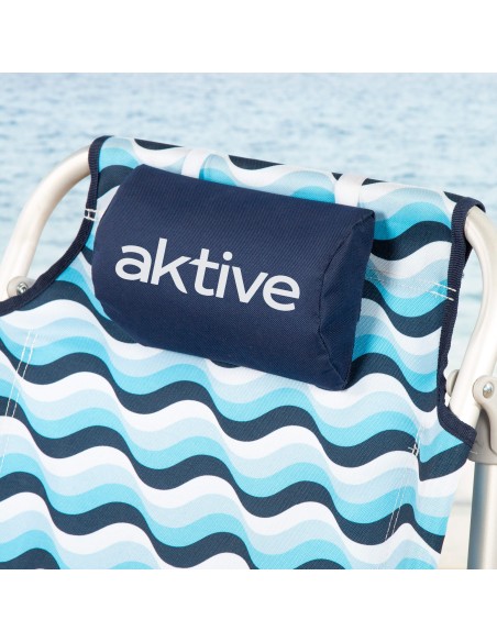Chaise de plage basse XL multi-positions 48x78x95 cm bleu