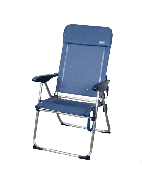 Chaise haute de plage multi-positions 48x65x110 cm bleu marine