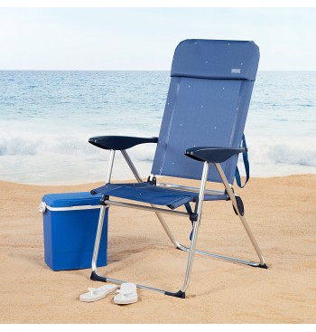Chaise haute de plage multi-positions 48x65x110 cm bleu... 2