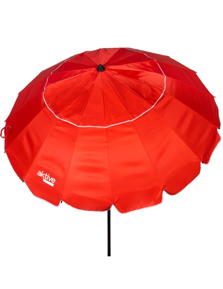 Parapluie de plage coupe-vent 16 tiges 240 cm rouge