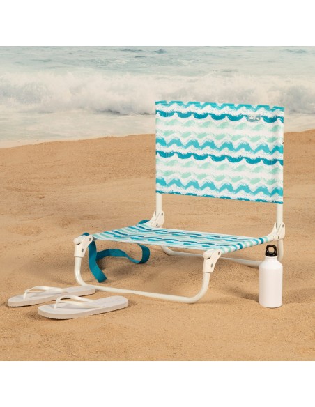 Mini chaise de plage fixe basse (1 kg) 45x50x50 cm vagues