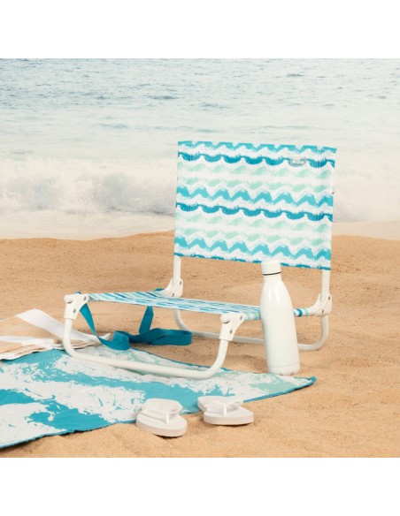 Mini chaise de plage fixe basse (1 kg) 45x50x50 cm vagues