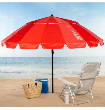 Parapluie de plage coupe-vent 16 tiges 240 cm rouge 2