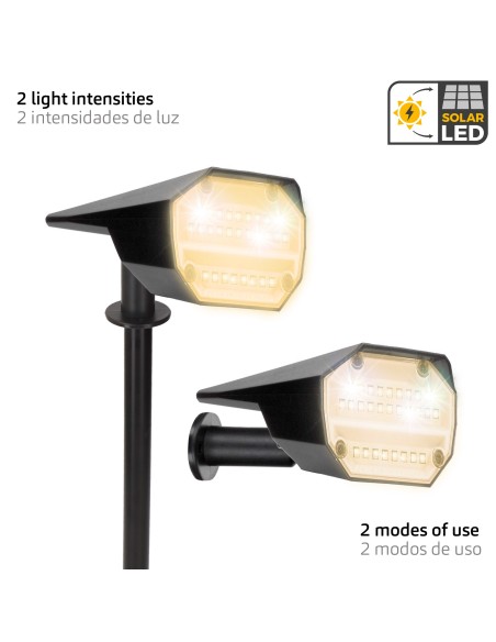Balise solaire LED lumière chaude avec 2 intensités 5-10 lumens