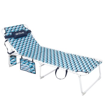 Chaise longue de plage 4 positions 200x70x88 cm bleu avec...