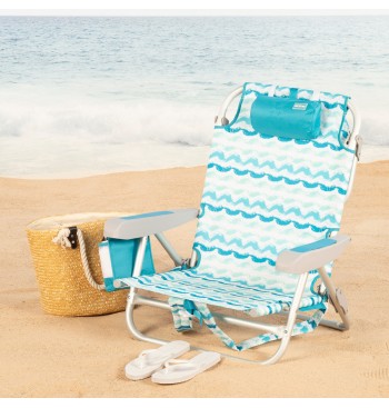 Chaise de plage fixe basse XL 50x45x70 cm vagues 2