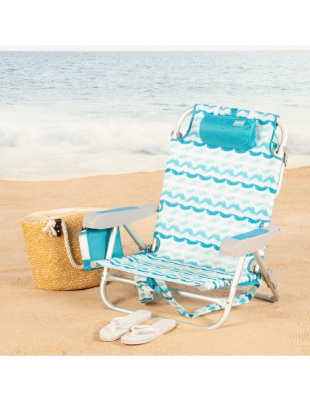 Chaise de plage fixe basse XL 50x45x70 cm vagues