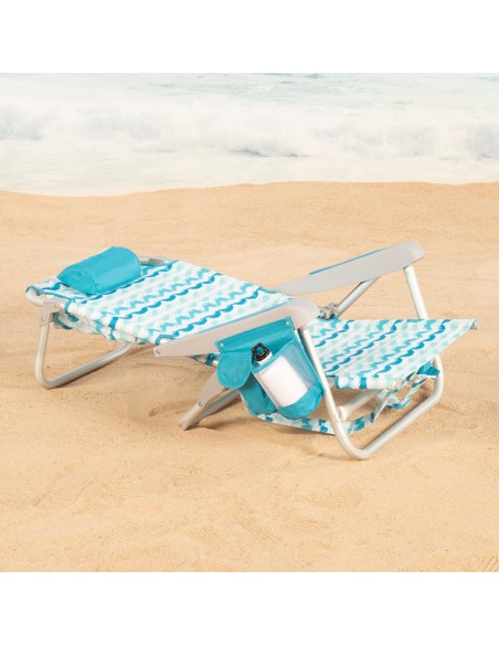 Chaise de plage fixe basse XL 50x45x70 cm vagues