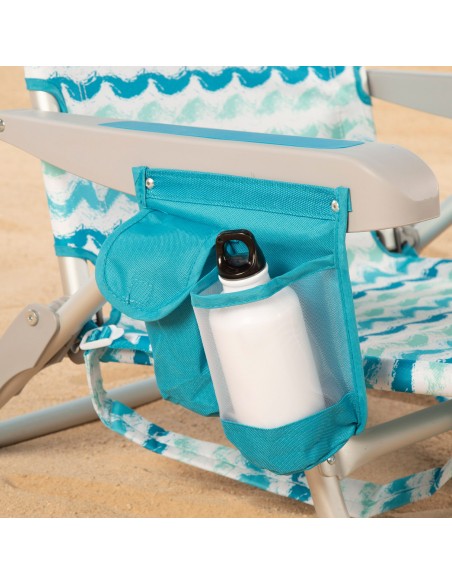 Chaise de plage fixe basse XL 50x45x70 cm vagues