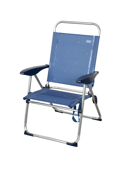 Chaise haute de plage multi-positions 48x60x100 cm bleu marine