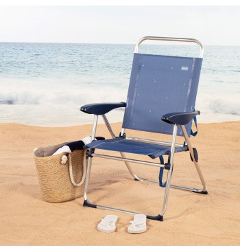 Chaise haute de plage multi-positions 48x60x100 cm bleu... 2