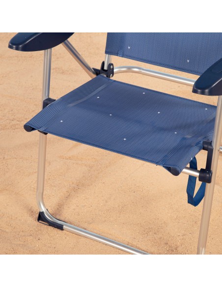 Chaise haute de plage multi-positions 48x60x100 cm bleu marine