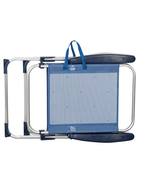 Chaise haute de plage multi-positions 48x60x100 cm bleu marine