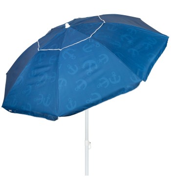 Parapluie de plage coupe-vent 8 tiges 220 cm bleu avec...