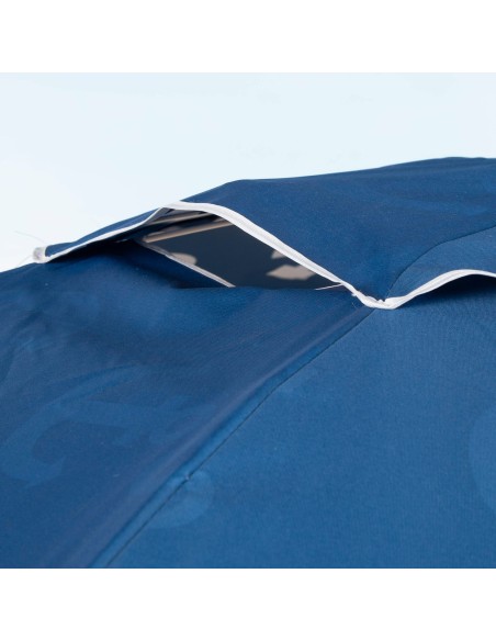 Parapluie de plage coupe-vent 8 tiges 220 cm bleu avec ancres