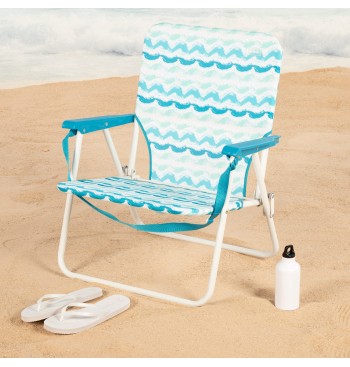 Chaise de plage basse fixe 45x40x70 cm vagues 2