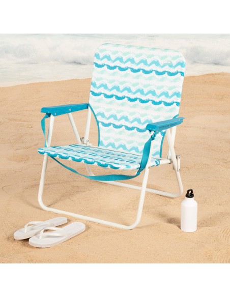 Chaise de plage basse fixe 45x40x70 cm vagues