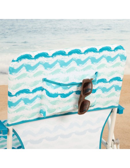 Chaise de plage basse fixe 45x40x70 cm vagues