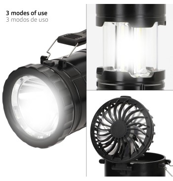 Lanterne LED 2 en 1 à piles et ventilateur de camping 270... 2