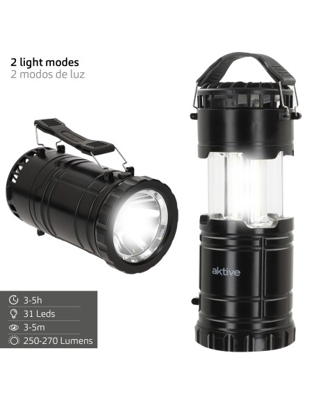 Lanterne LED 2 en 1 à piles et ventilateur de camping 270 lumens avec poignée