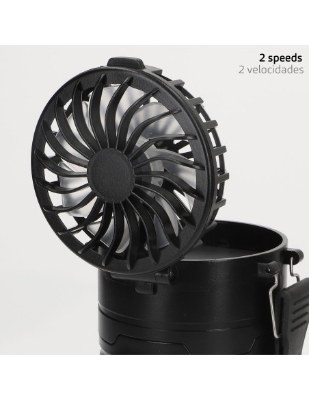 Lanterne LED 2 en 1 à piles et ventilateur de camping 270 lumens avec poignée