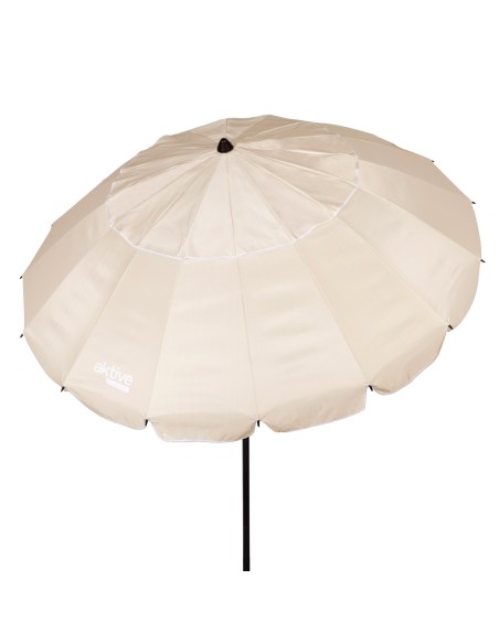 Parapluie de plage coupe-vent 16 tiges 220 cm beige