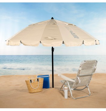 Parapluie de plage coupe-vent 16 tiges 220 cm beige 2